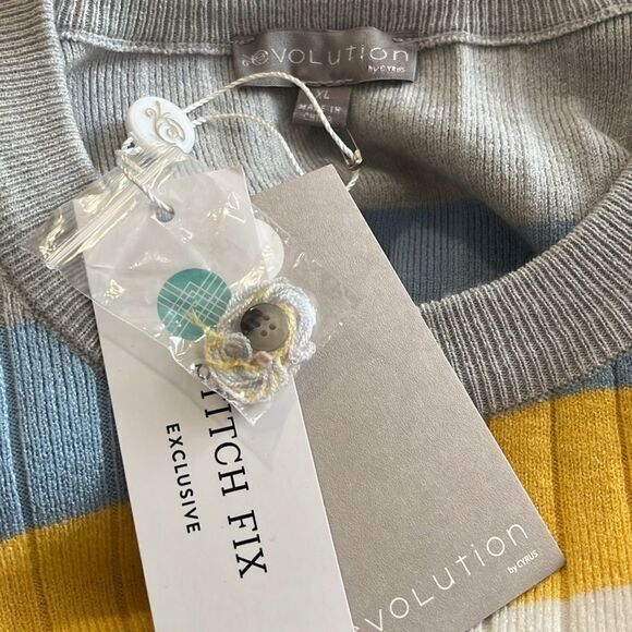 EVOLUTION BY CYRUS Sweater XL Pastel Stripes Feminine Spring Lightweight NWT - Picture 6 of 7